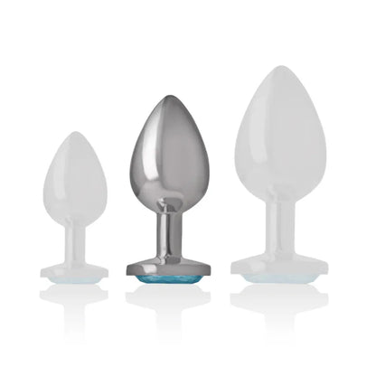 Intense – Plug Anal en Métal Aluminium avec Verre Bleu taille M