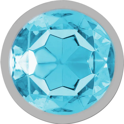 Intense – Plug Anal en Métal Aluminium avec Verre Bleu taille M