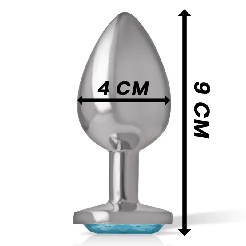 Intense – Plug Anal en Métal Aluminium avec Cristal Bleu taille l