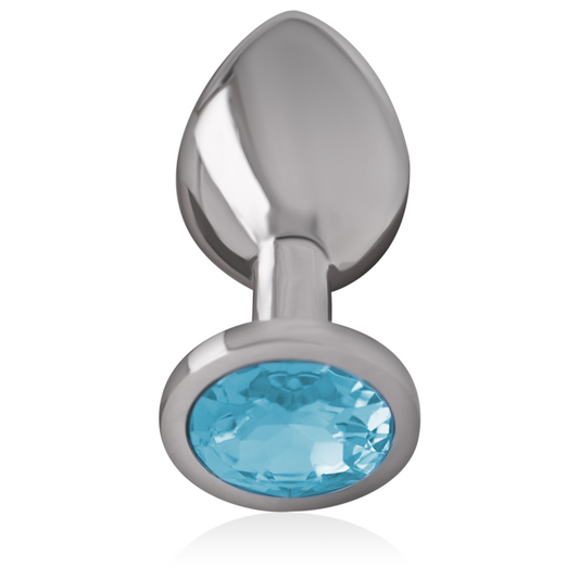 INTENSE - ANAL PLUG IN MÉTAL ALUMINUM AVEC VERRE BLEU TAILLE M