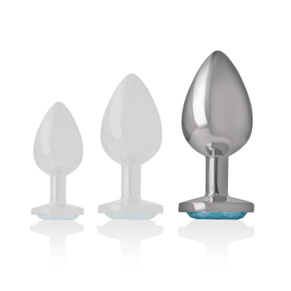 Intense – Plug Anal en Métal Aluminium avec Cristal Bleu taille l