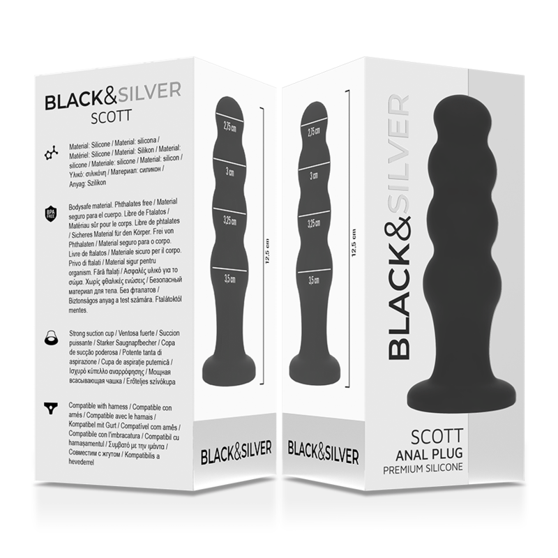 Plug anal en silicone scott premium noir – Black & Silver