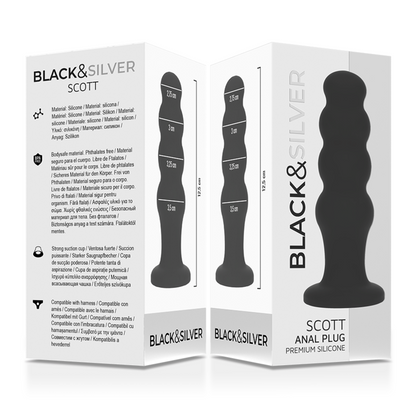 Plug anal en silicone scott premium noir – Black & Silver
