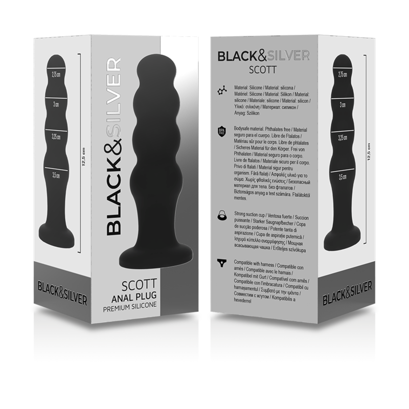 Plug anal en silicone scott premium noir – Black & Silver