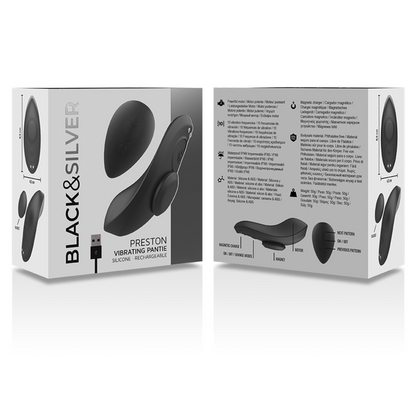 Vibrateur culotte vibrante rechargeable en silicone preston noir – Black & Silver