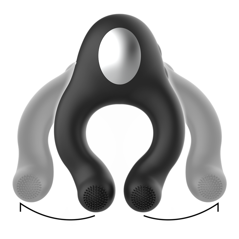 Anneau vibrateur en silicone 3 moteurs rechargeable noir – Black & Silver