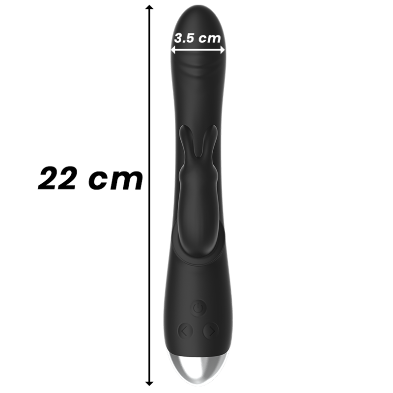 Dj. stimulateur de lapin rechargeable en silicone adam noir – Black & Silver