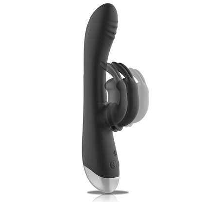 Dj. stimulateur de lapin rechargeable en silicone adam noir – Black & Silver