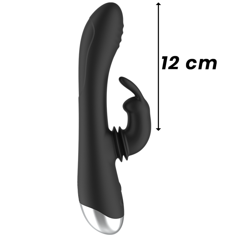Dj. stimulateur de lapin rechargeable en silicone adam noir – Black & Silver