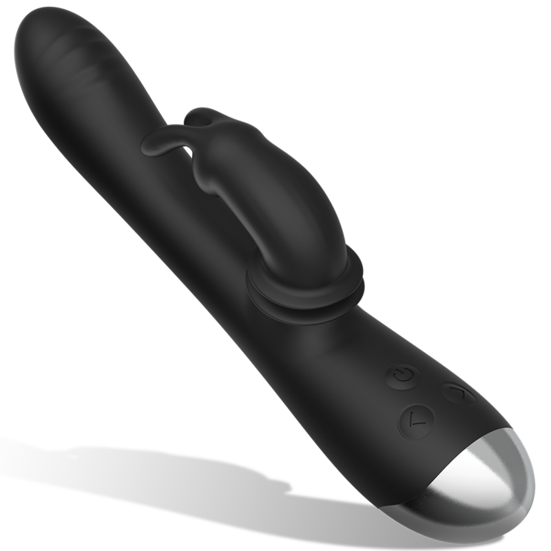 Dj. stimulateur de lapin rechargeable en silicone adam noir – Black & Silver