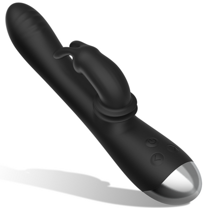 Dj. stimulateur de lapin rechargeable en silicone adam noir – Black & Silver