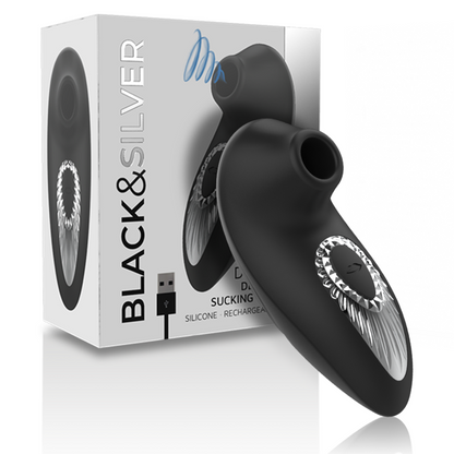 Drake deluxe sucking vibe rechargeable silicone noir – Black & Silver