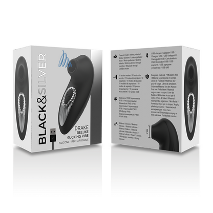 Drake deluxe sucking vibe rechargeable silicone noir – Black & Silver