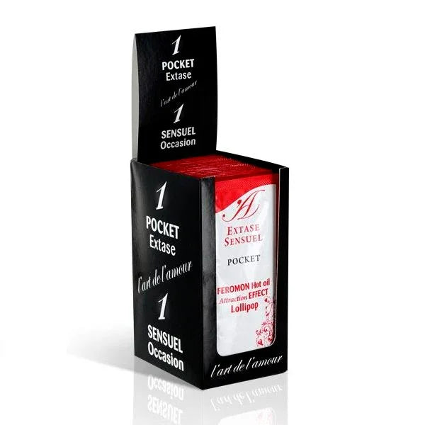 Extase Sensual – Huile de Massage aux Phéromones Effet Chaleur Sucette 10 ml