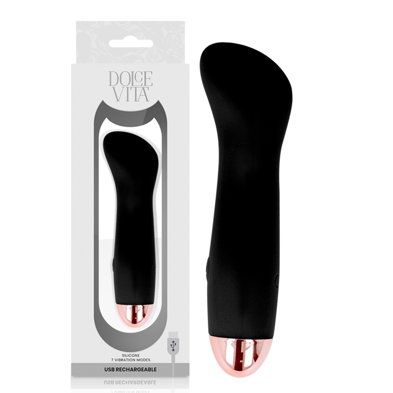 DOLCE VITA - ONE BLACK 7-SPEED RECHARGEABLE VIBRATOR