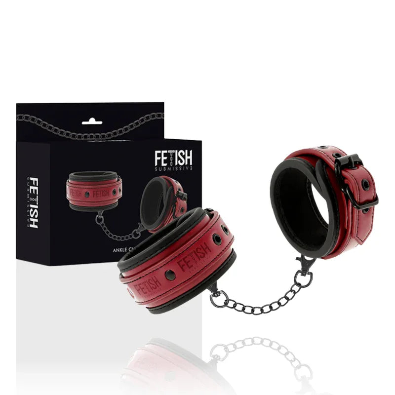 Fetish Submissive Dark Room – Menottes de Cheville en Cuir Végan avec Doublure en Néoprène