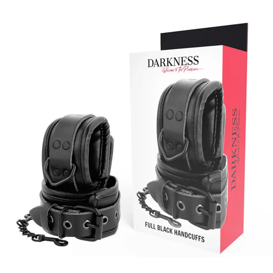 Darkness – Menottes Réglables en Cuir Noir