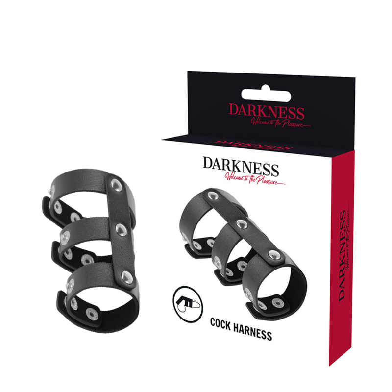 DARKNESS - ANILLO DOBLE AJUSTABLE DE CUERO PARA PENE Y TESTÍCULOS