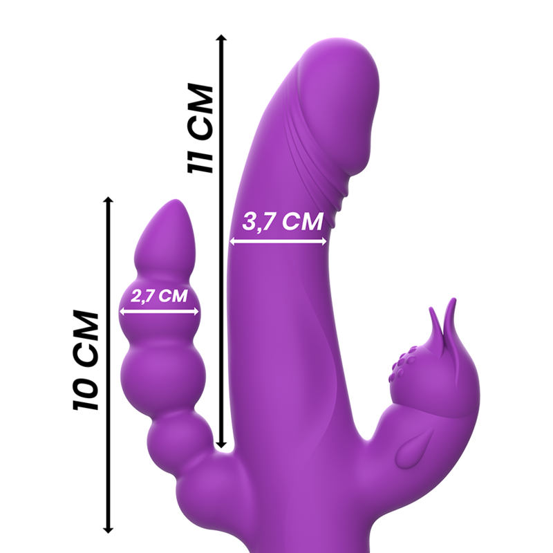 INTENSE - CASANOVA RABBIT VIBRADOR DE SILICONA DE TRIPLE MOTOR MORADO