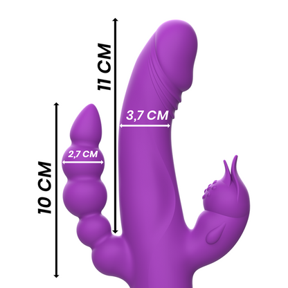 INTENSE - CASANOVA RABBIT VIBRADOR DE SILICONA DE TRIPLE MOTOR MORADO