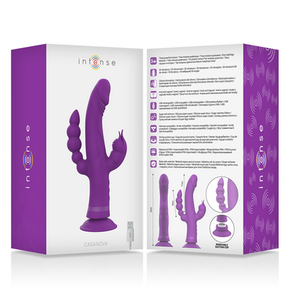 INTENSE - CASANOVA RABBIT VIBRADOR DE SILICONA DE TRIPLE MOTOR MORADO