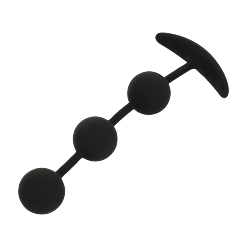 Chapelet anal harry 3 sphères en silicone 14 cm – Black & Silver