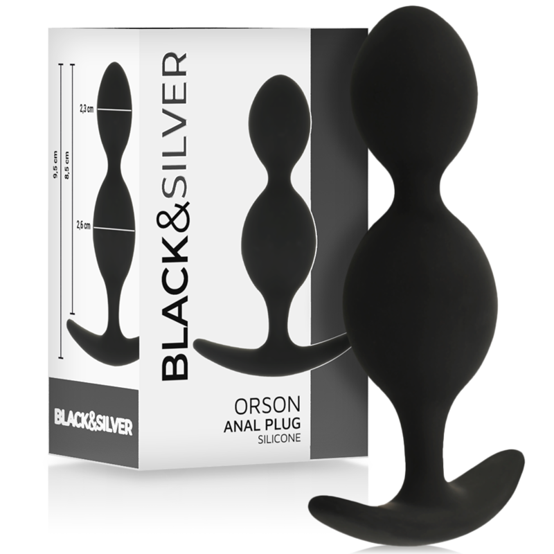 Plug anal plug orson silicone 2 ondes anal 9 cm – Black & Silver