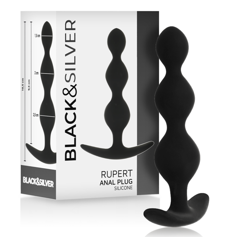 Chaîne à billes anal rupert 10 cm – Black & Silver
