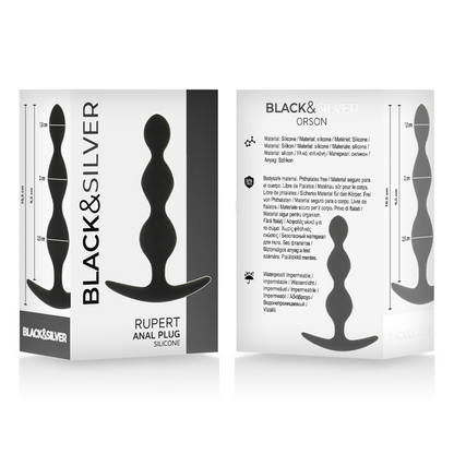 Chaîne à billes anal rupert 10 cm – Black & Silver