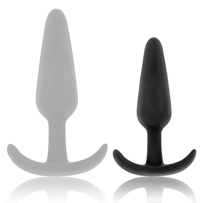 Bouchon anal en silicone hansel avec petite poignée – Black & Silver