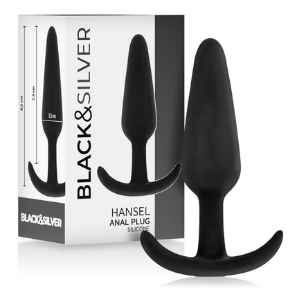 Bouchon anal en silicone hansel avec petite poignée – Black & Silver