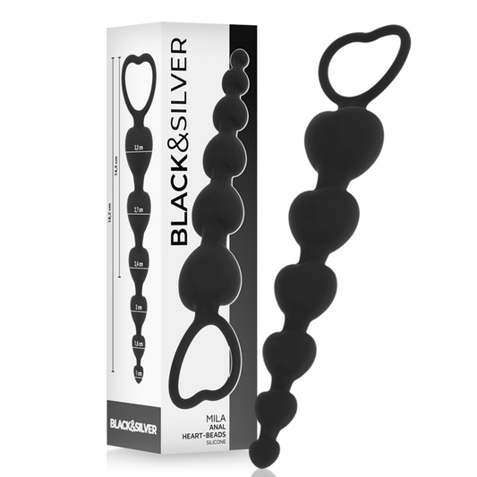 Chaîne de coeurs anal mila 18 cm – Black & Silver