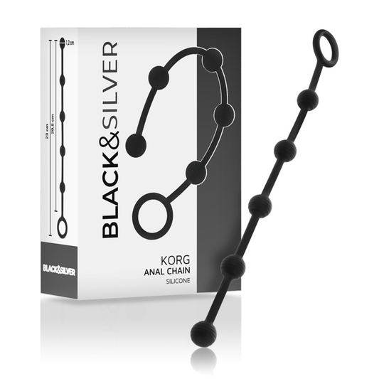 Chapelet anal korg silicone initiation 21 cm – Black & Silver