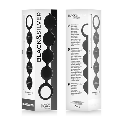 Chapelet anal lennon 4 sphères silicone 15 cm – Black & Silver