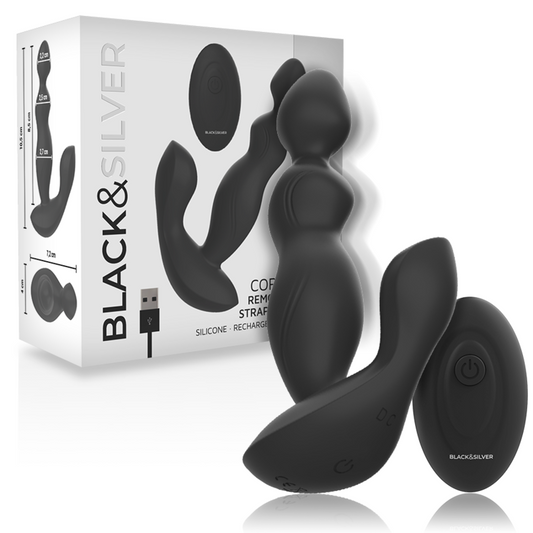 Télécommande en silicone pour plug anal cora – Black & Silver