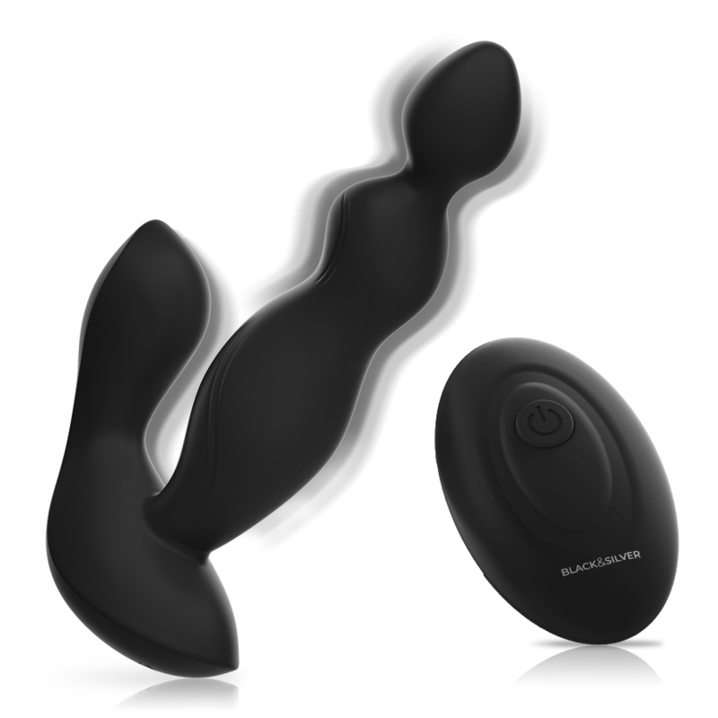 Télécommande en silicone pour plug anal cora – Black & Silver