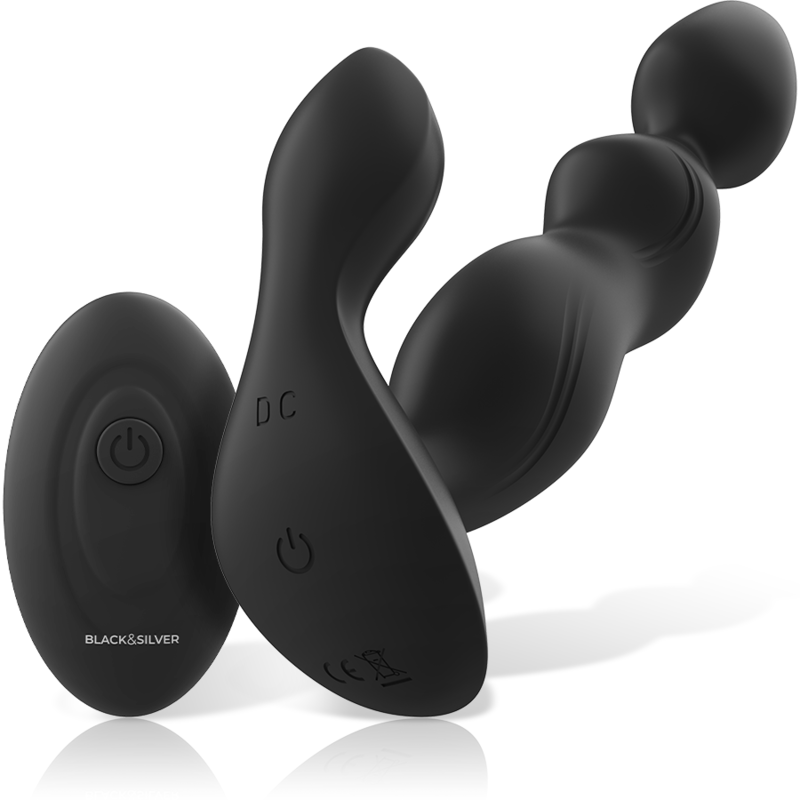 Télécommande en silicone pour plug anal cora – Black & Silver