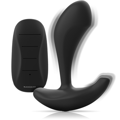 Télécommande en silicone pour plug anal dwayne – Black & Silver