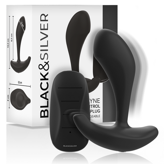 Télécommande en silicone pour plug anal dwayne – Black & Silver
