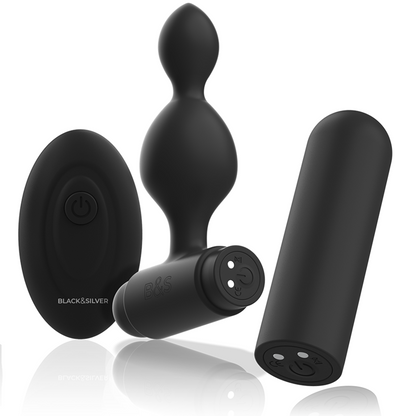 Tucker petite télécommande pour plug anal en silicone – Black & Silver