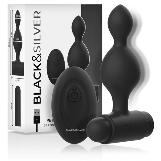 Tucker petite télécommande pour plug anal en silicone – Black & Silver