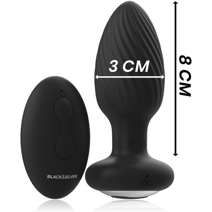 Plug anal télécommande du rotateur anal en silicone wells plug – Black & Silver