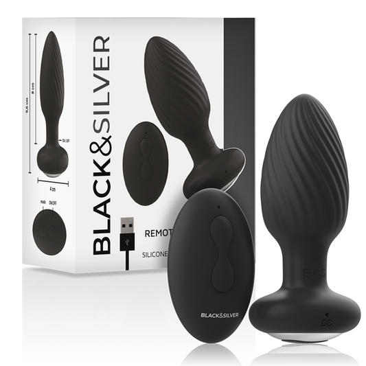 Plug anal télécommande du rotateur anal en silicone wells plug – Black & Silver