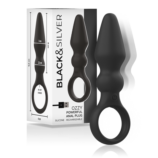 Puissant plug anal en silicone ozzy – Black & Silver