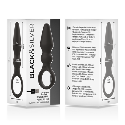 Puissant plug anal en silicone ozzy – Black & Silver