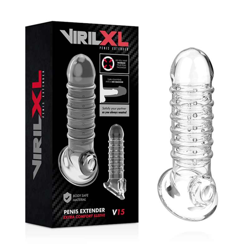 VIRILXL - EXTENSIÓN DE PENE Y FUNDA V15 TRANSPARENTE