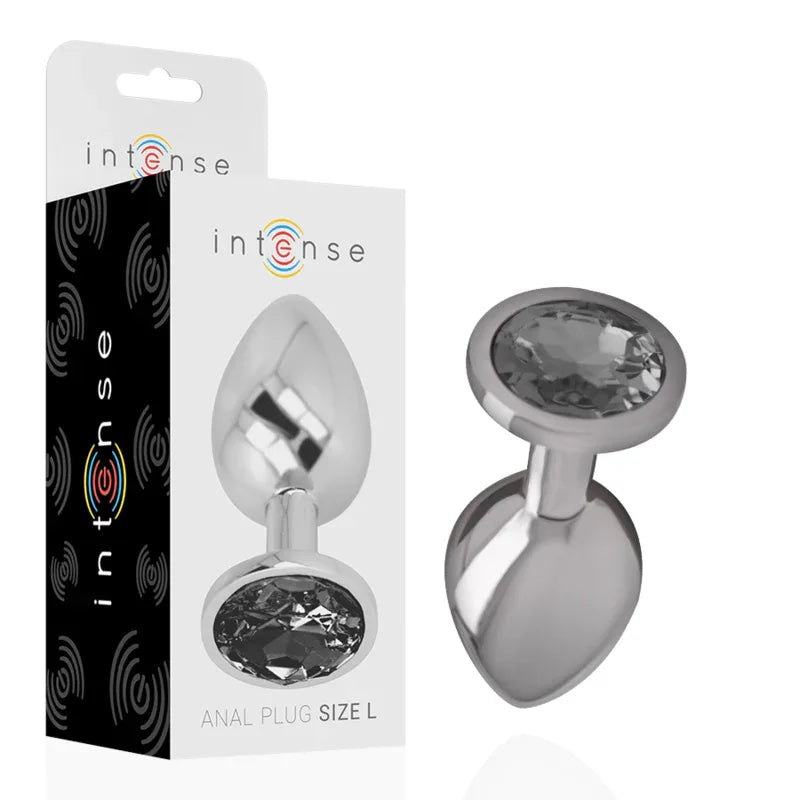 Intense – Plug Anal en Métal Aluminium avec Verre Noir taille l