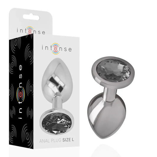 Intense – Plug Anal en Métal Aluminium avec Verre Noir taille l