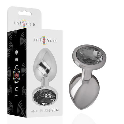 Intense – Plug Anal en Métal Aluminium avec Verre Noir taille M