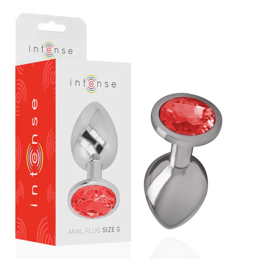 Intense – Plug Anal en Métal Aluminium avec Cristal Rouge taille S